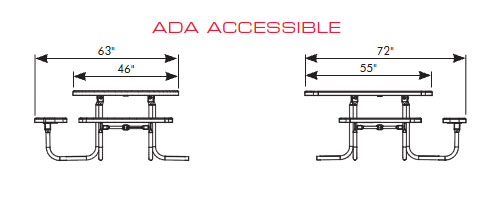 3 Seat ADA Accessible Picnic Table