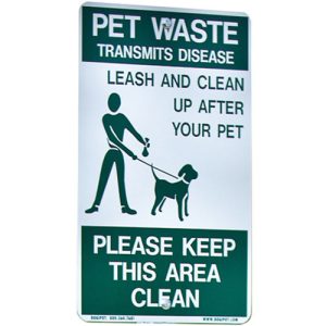 on leash aluminum sign