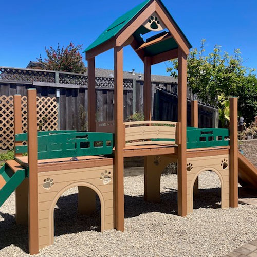 Backyard Dog Playground - I used this for inspiration and had one of these  built. the platform is 6' x 12' with …