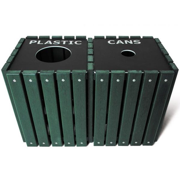 Double Square Recycled Trash Receptacle