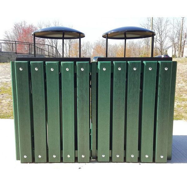 double square recycled trash receptacle rain bonnet top