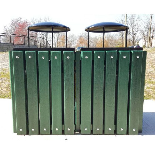 Double Square Recycled Trash Receptacle Rain Bonnet Top