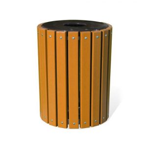 Round Slat Recycled Trash Receptacle