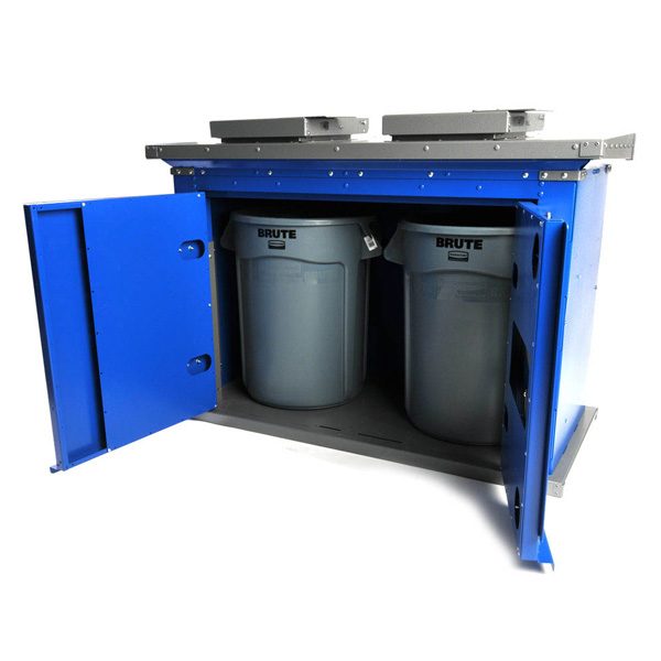 camper waste receptacle dual stream front