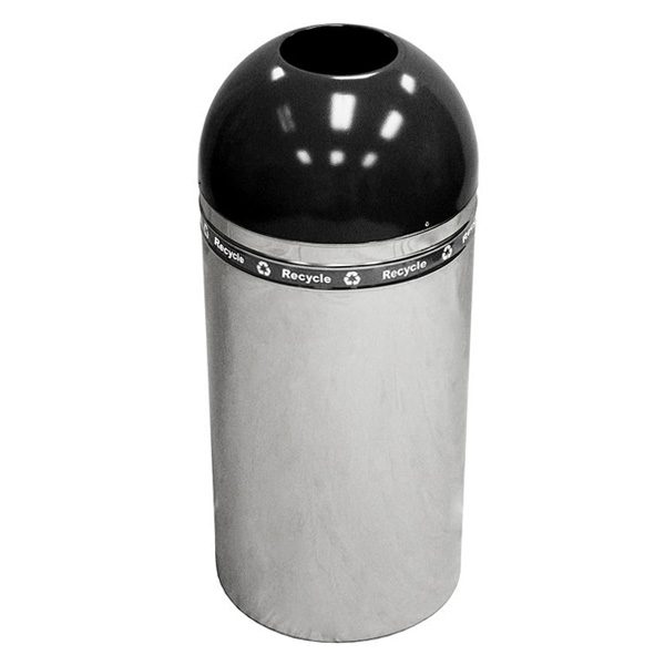 Dome Top Recycling Containers polished metal black