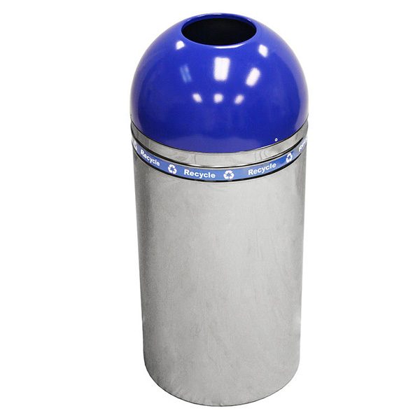 Dome Top Recycling Containers polished metal blue