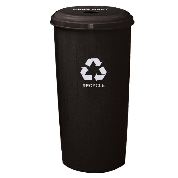 wastebasket recycling containers round top black