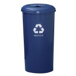 wastebasket recycling containers round top blue