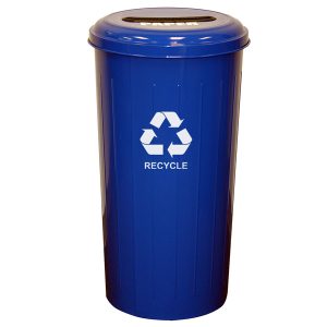 wastebasket recycling containers slotted top blue