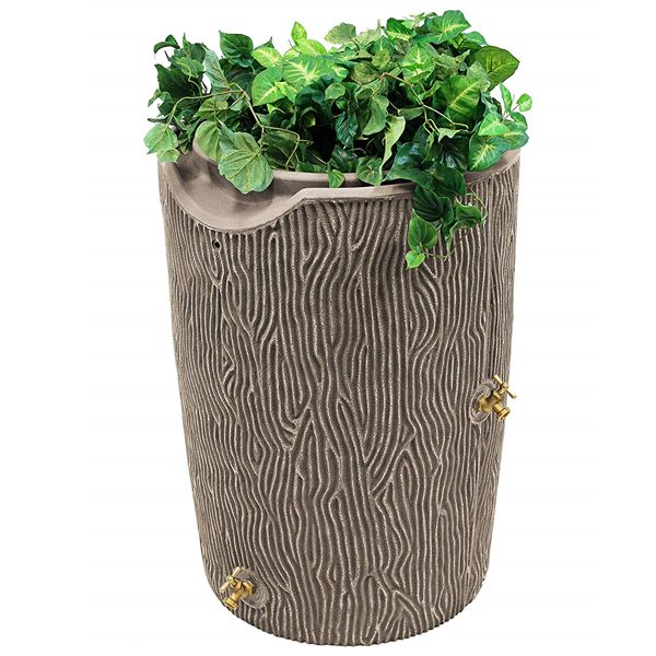 impressions bark 50 gallon rain barrel khaki