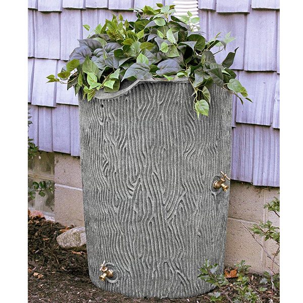 impressions bark 50 gallon rain barrel lite granite