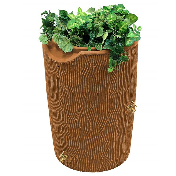 impressions bark 50 gallon rain barrel terra cotta