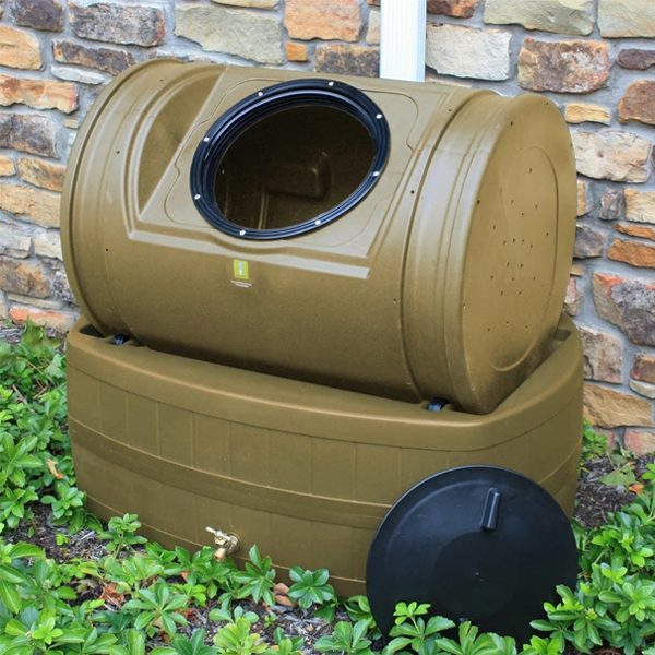 compost wizard hybrid composter rain barrel khaki