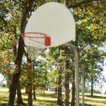reinforced bent post basketball backstop