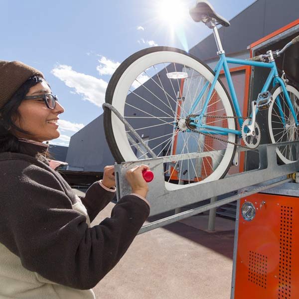 two-tier bike locker lift assist tray