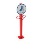 leash check with signage aluminum sign playful color