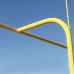 steel football goal post leveling and semi permanent plates yellow color croosbar goseneck and uprights