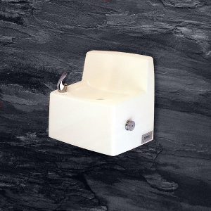 white satin stone drinking fountain wall mounted