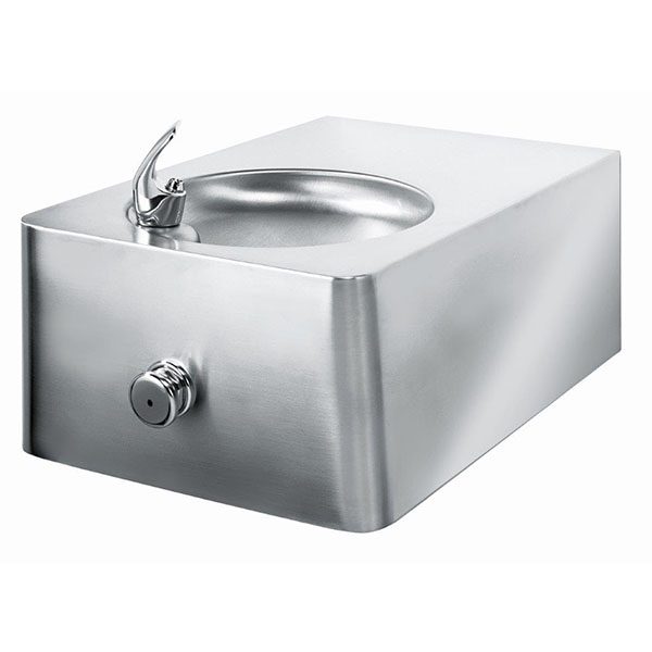 stainless steel wall mounted drinking fountain push button operated and 18in extension
