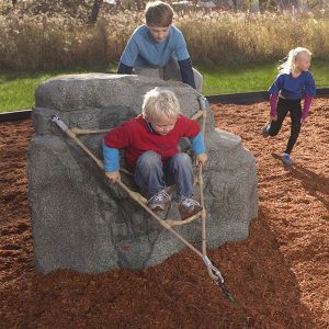 pikes peak climbing boulder with net for playground