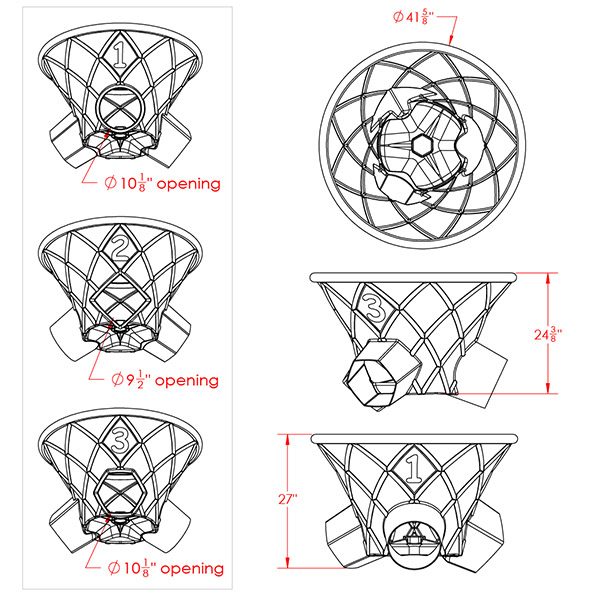 triple shoot playground funnel ball game all dimensions