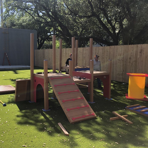 Backyard Dog Playground - I used this for inspiration and had one of these  built. the platform is 6' x 12' with …
