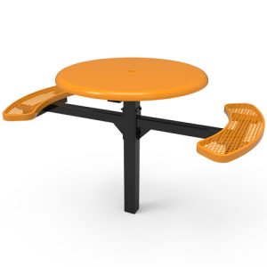 round solid top pedestal table 2 expanded metal inground