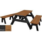 deluxe picnic table detached seating black cedar