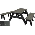 deluxe picnic table detached seating black charcoal