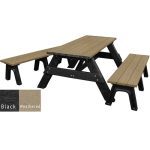 deluxe picnic table detached seating black weathered
