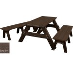deluxe picnic table detached seating brown