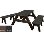 deluxe picnic table detached seating brown black