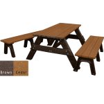 deluxe picnic table detached seating brown cedar