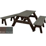 deluxe picnic table detached seating brown charcoal