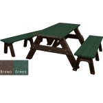 deluxe picnic table detached seating brown green