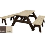 deluxe picnic table detached seating brown sand