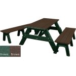 deluxe picnic table detached seating green brown