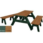 deluxe picnic table detached seating green cedar