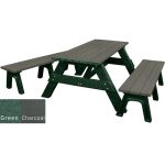 deluxe picnic table detached seating green charcoal