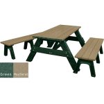 deluxe picnic table detached seating green weathered