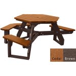 open hexagon handicap table brown cedar
