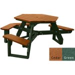 open hexagon handicap table green cedar