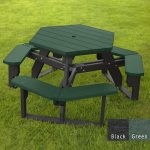 open hexagon table black green