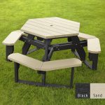 open hexagon table black sand