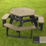 open hexagon table black weathered