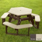 open hexagon table brown sand