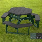 open hexagon table green black