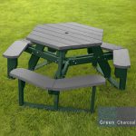 open hexagon table green charcoal