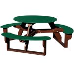 open round table brown green