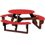 open round table brown red